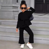Kids Girl Long Sleeve Knit Two Piece Pants Set GYAY-8105