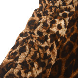 Leopard Print Drawstring Mini Skirt GXYF-H0384