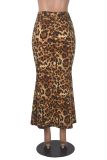 Leopard Print Half-length Fishtail Skirt GXYF-H0409