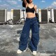 Fashion Spliced Multi-Pocket Wide-Leg Jean GQLF-30000