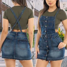 Fashion Multi-breasted Denim Back Skirt GKNF-TSJ-5031