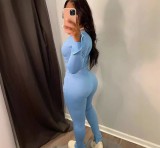 Solid Color Long Sleeve Pants 2 Piece Set GBGF-5033