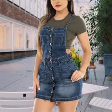 Fashion Multi-breasted Denim Back Skirt GKNF-TSJ-5031