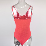 Solid Color V Neck Sling Bodysuit GZJF-ZJ1276