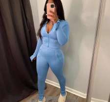 Solid Color Long Sleeve Pants 2 Piece Set GBGF-5033