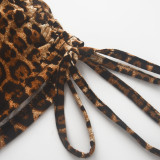 Leopard Print Drawstring Mini Skirt GXYF-H0384