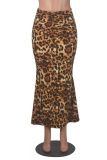Leopard Print Half-length Fishtail Skirt GXYF-H0409
