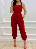 Solid Color Bow Tie Backstrap Jumpsuit  YH-5288
