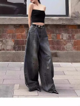 Vintage Washed Straight Ripped Jeans GQLF-0875