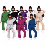 Kids Girl Long Sleeve Knit Two Piece Pants Set GYAY-8105