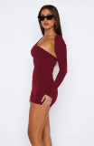 Single Shoulder Long Sleeve Backless Romper GXYF-H0406