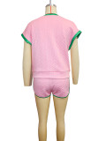 Loose Short Sleeve Casual Two Piece Shorts Set SH-391220