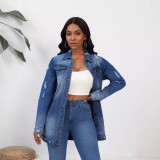 Washed Fashion Ripped Denim Jacket GKNF-TSC-814