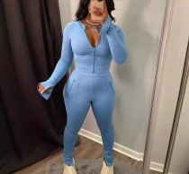 Solid Color Long Sleeve Pants 2 Piece Set GBGF-5033