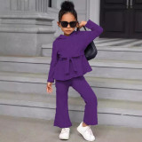 Kids Girl Long Sleeve Knit Two Piece Pants Set GYAY-8105