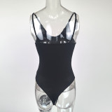 Solid Color V Neck Sling Bodysuit GZJF-ZJ1276