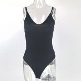 Solid Color V Neck Sling Bodysuit GZJF-ZJ1276