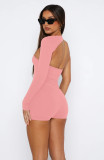 Single Shoulder Long Sleeve Backless Romper GXYF-H0406