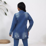 Washed Fashion Ripped Denim Jacket GKNF-TSC-814