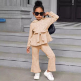 Kids Girl Long Sleeve Knit Two Piece Pants Set GYAY-8105
