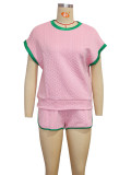 Loose Short Sleeve Casual Two Piece Shorts Set SH-391220