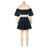 One Neck Short Sleeve Cake Dress AIL-279