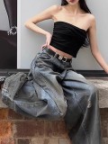 Vintage Washed Straight Ripped Jeans GQLF-0875