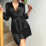 Sexy Ice Silk Solid Color Nightgown Sling Homewear GDNL-H83