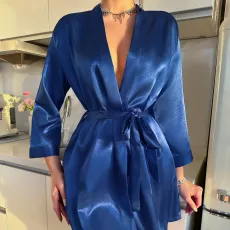 Sexy Ice Silk Solid Color Nightgown Sling Homewear GDNL-H83