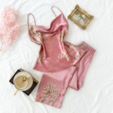 Little Cherry Printed Pajamas Ice Silk Loungewear Set GDNL-5211