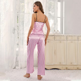 Ice Silk Loungewear Sling Vest Long Pants Pajama Set GDNL-5010