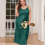 Plus Size Solid Color Sexy Halter Nightgown Dress GDNL-H7011