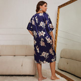 Plus Size Print Half Sleeve Dress Lounge Wear Nightgown GDNL-H111