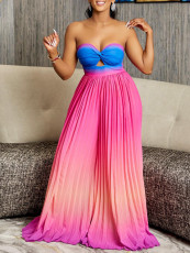 Sexy Backless Gradient Color Wide Leg Jumpsuit GMLF-3280