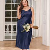 Plus Size Solid Color Sexy Halter Nightgown Dress GDNL-H7011