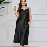 Plus Size Solid Color Sexy Halter Nightgown Dress GDNL-H7011