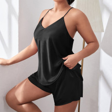 Plus Size Backless Camisole Pajamas Two Piece Set GDNL-H265