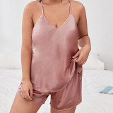 Plus Size Backless Camisole Pajamas Two Piece Set GDNL-H265