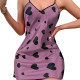 Ice Silk Backless Nightgown Love Print Mini Dress GDNL-7003-1
