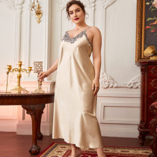 Plus Size Fashion Lace Nightgown Long Loungewear GDNL-H260