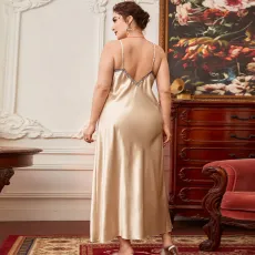Plus Size Fashion Lace Nightgown Long Loungewear GDNL-H260