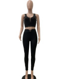 Yoga Tank Top Long Pants Sport 2 Piece Set QODY-6045