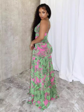 Print Sleeveless Backless Split Maxi Dress QODY-6044
