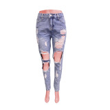 Fashion Holes Slim Jeans LX-5537