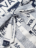 Newspaper Print Fashion Long Sleeve Tie Up 2 Piece Set SFY-507