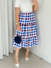 Plus Size Plaid Print Loose Half Body Skirt GAWE-6300