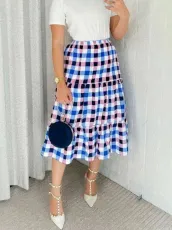 Plus Size Plaid Print Loose Half Body Skirt GAWE-6300