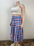 Plus Size Plaid Print Loose Half Body Skirt GAWE-6300