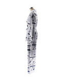 Newspaper Print Fashion Long Sleeve Tie Up 2 Piece Set SFY-507