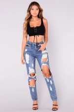 Fashion Holes Slim Jeans LX-5537